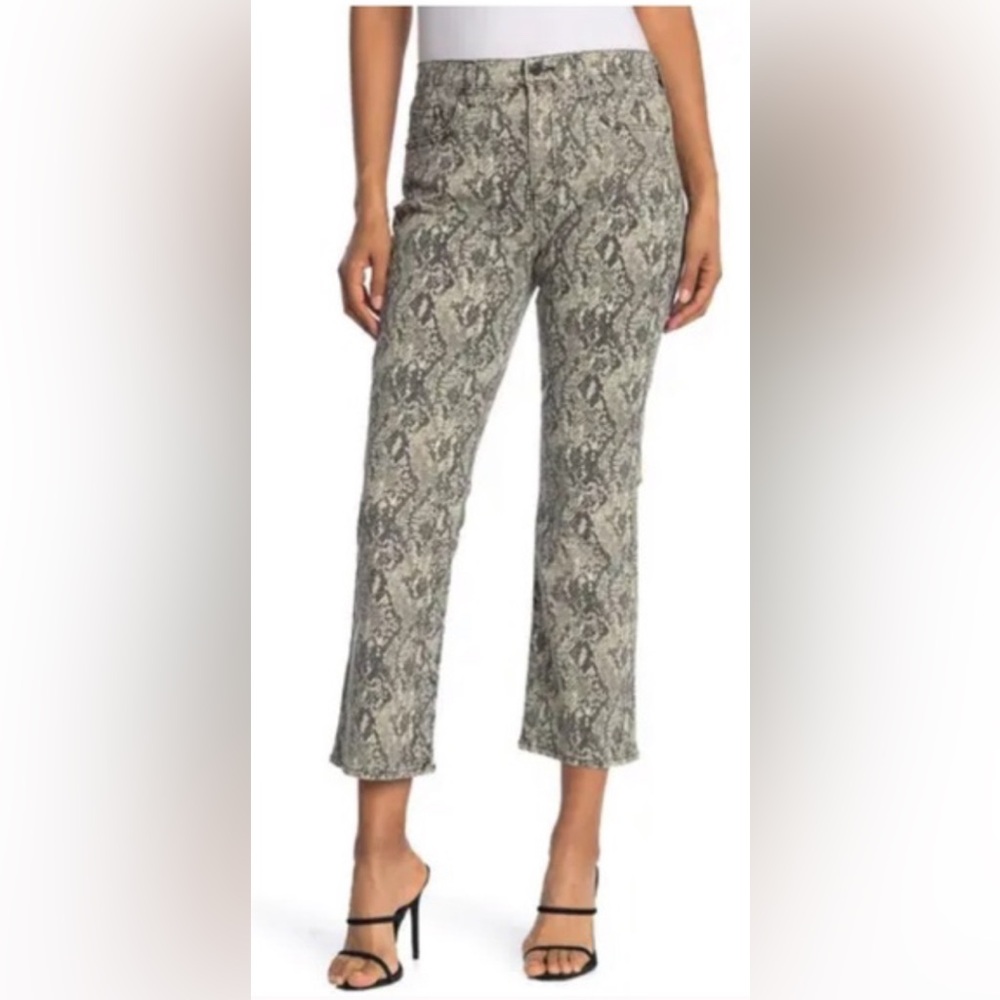 Veronica Beard 2 Jeans Crop Carolyn Snakeskin Print Baby Boot Cut Nude 26